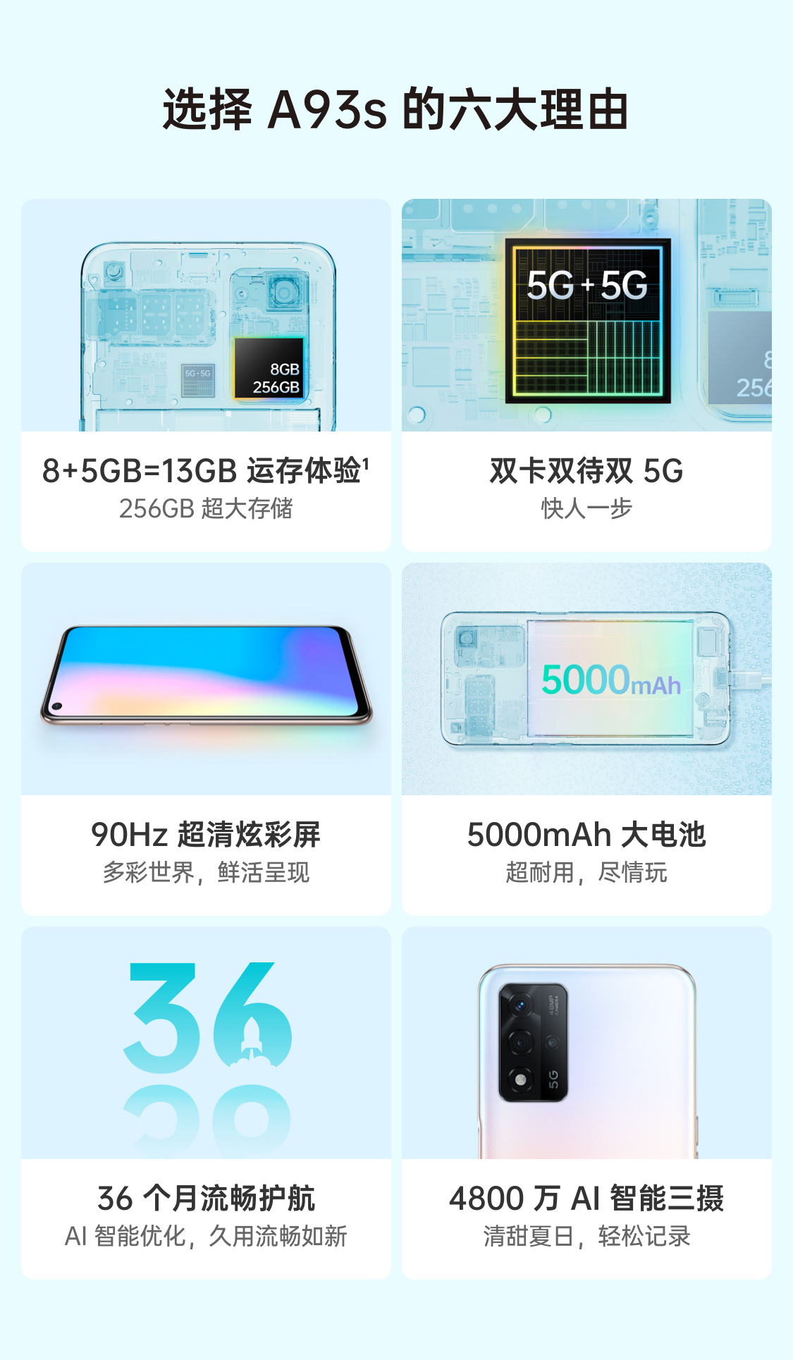 oppoa93s5g新品手机90hz炫彩屏18w闪充5000mah大电池智能手机白桃汽水