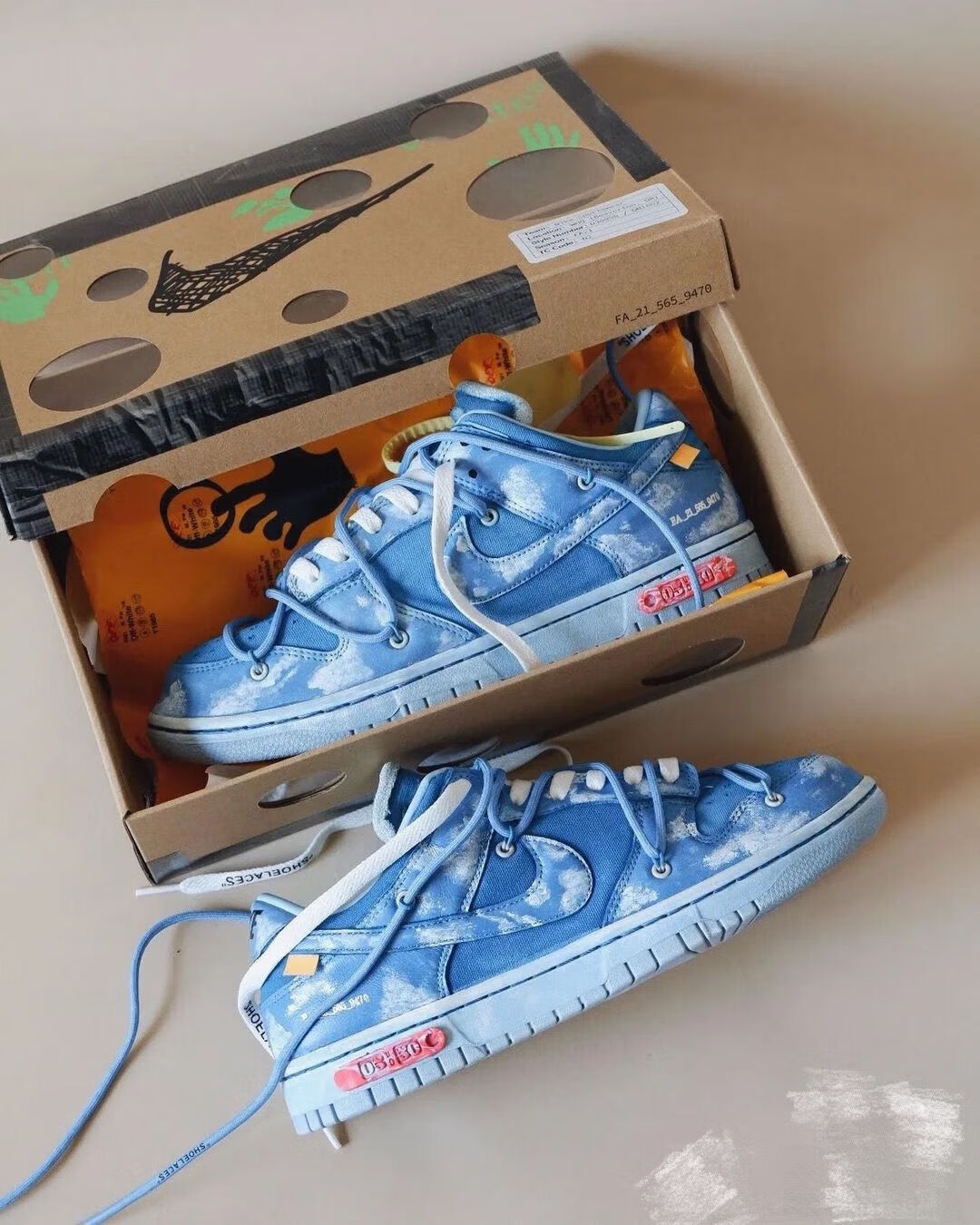 【官方旗舰店】ow联名dunk low新款蓝天白云配色莆田纯原版低帮百搭