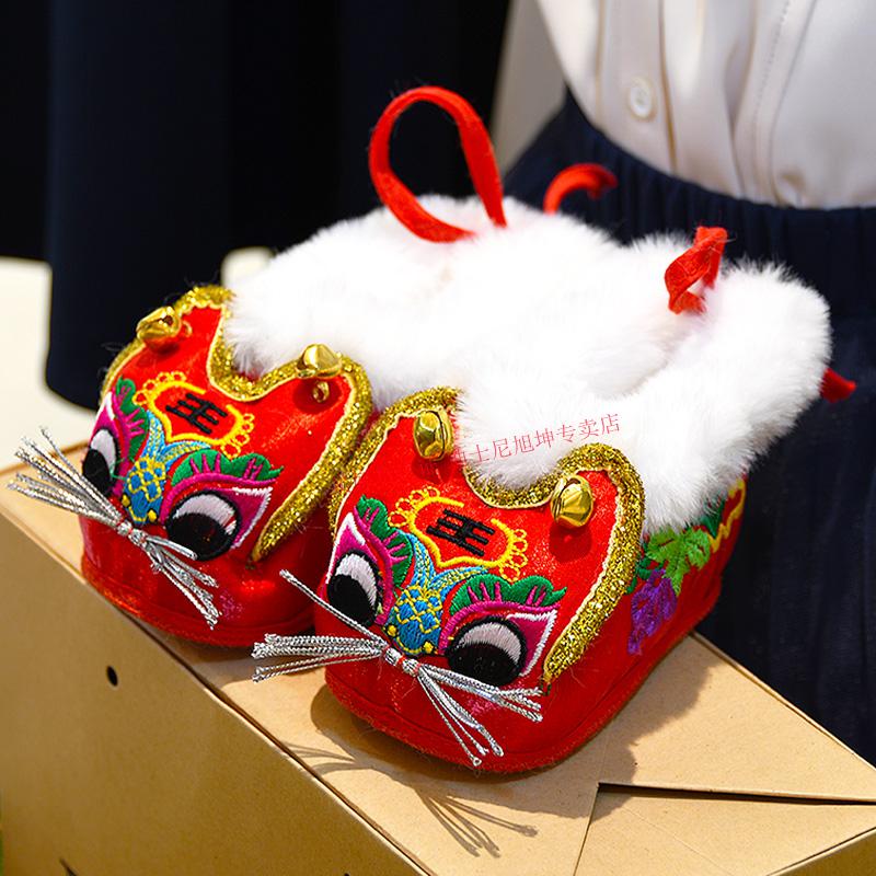 迪士尼 传统 虎头鞋婴幼儿手工软底布鞋宝宝虎头鞋男女满月步前鞋婴儿