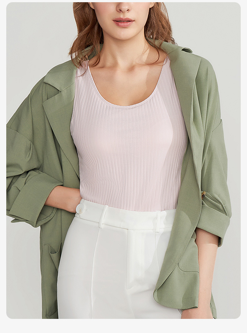 曼妮芬女士带杯背心暖内衣圆领细腻暖秋冬上衣内搭20210432 020 黑色