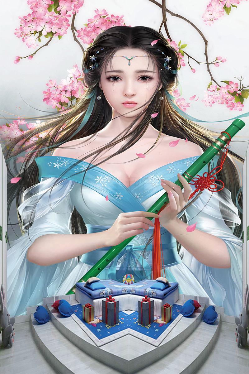 美女海报古风美女墙纸贴纸自粘卧室动漫墙贴画游戏少女房间学生宿舍