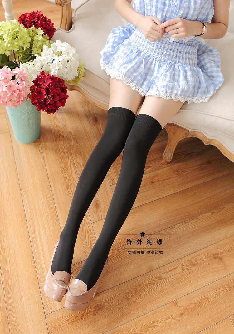 南极人甑检面料假膝上袜日系可爱假高筒长筒白色丝袜少女jk软妹萝莉连