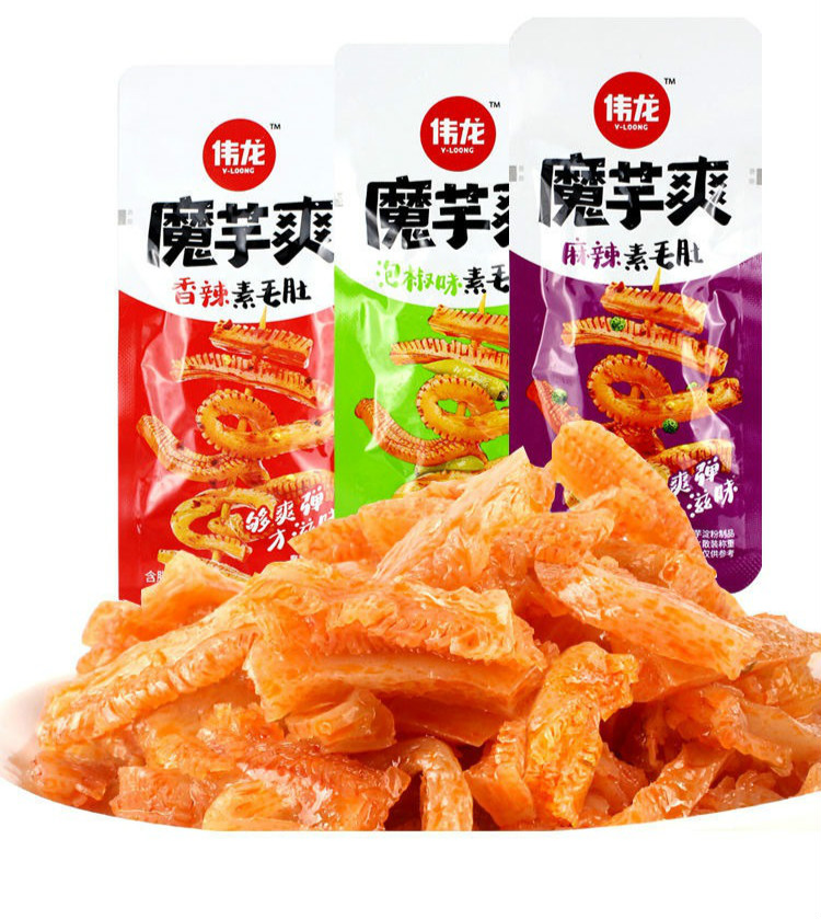 伟龙魔芋爽230袋素毛肚馋魔芋开袋即食零食品麻辣香辣条混合口味30包