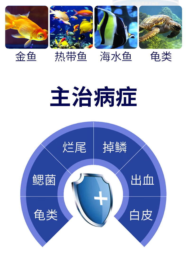 水族观赏鱼锦鲤血鹦鹉专用鱼药甲基蓝杀虫粉万能疾病治疗烂尾立鳞
