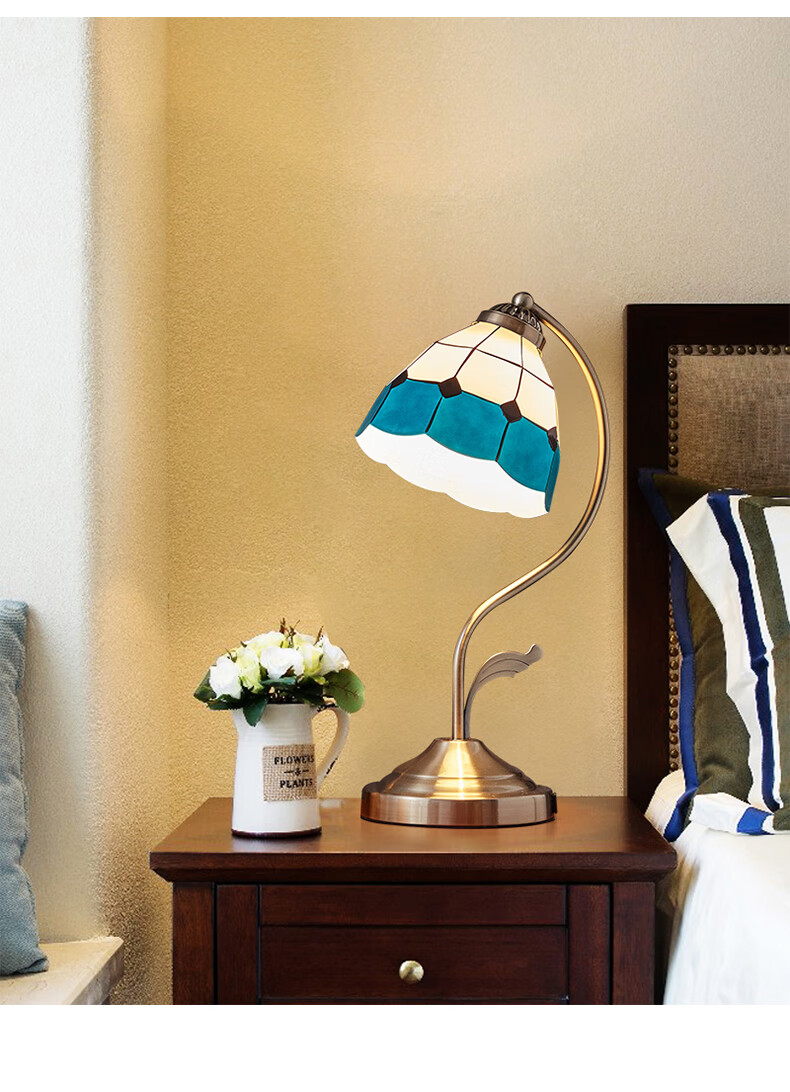 地中海床头灯家用卧室床头台灯装饰灯具复古温馨创意浪漫触摸 d款白色