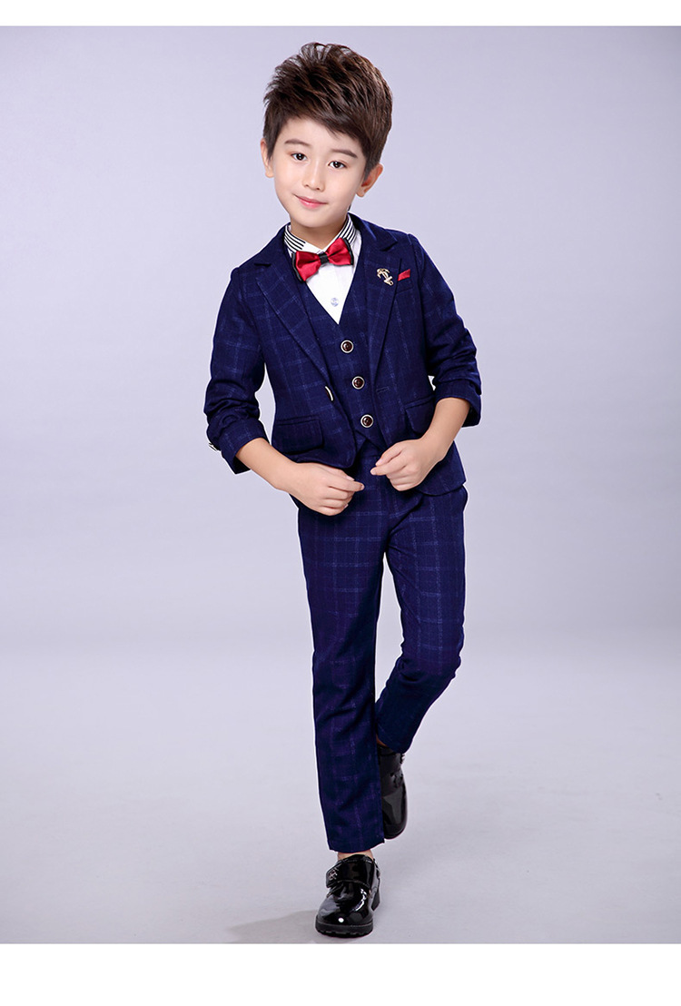 4儿童小西装5男童8岁潮6春秋花童礼服外套7帅气男孩休闲西服套装3 蓝