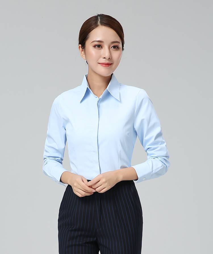 中国建设银行工作服建行工作服男衬衫白女长袖职业行服上班衬衣蓝色