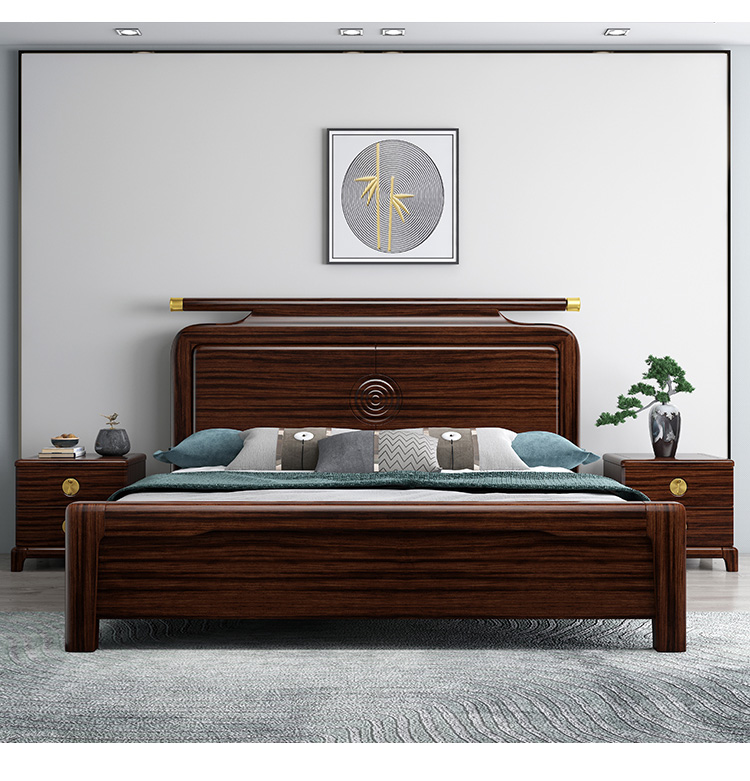 檀颂货速发匠爱新中式主卧床木主卧床双人床18米现代新婚床拼接床成人