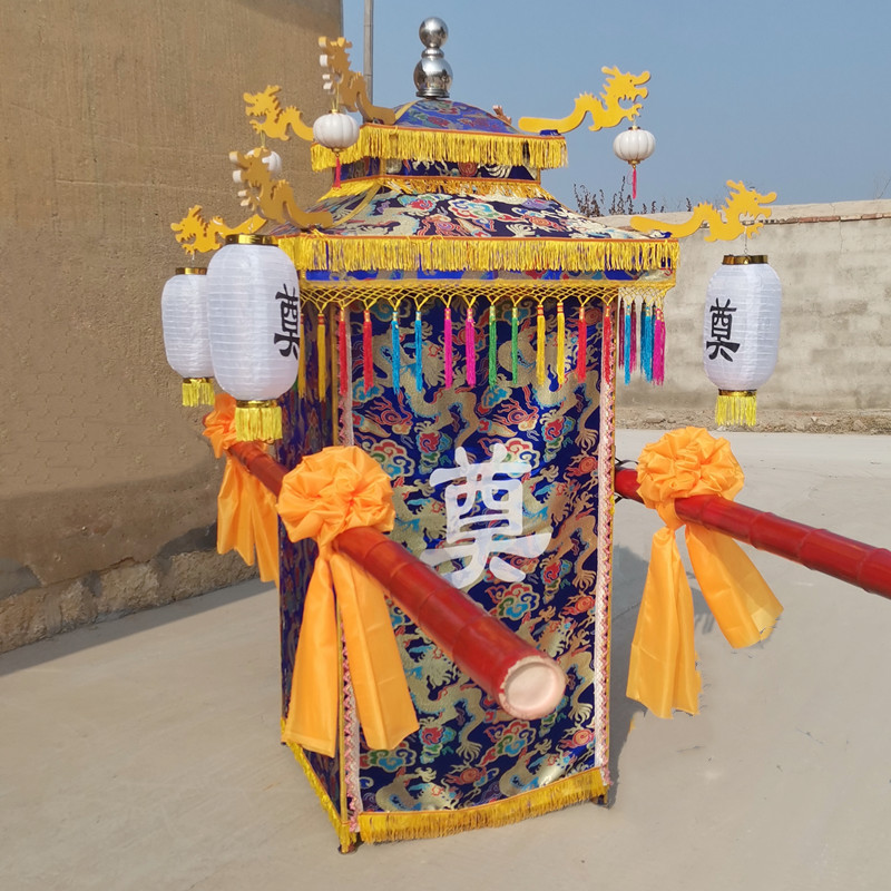 白事用品白事花轿中式八抬折叠骨灰盒轿子加大款殡葬道具丧葬用品浅