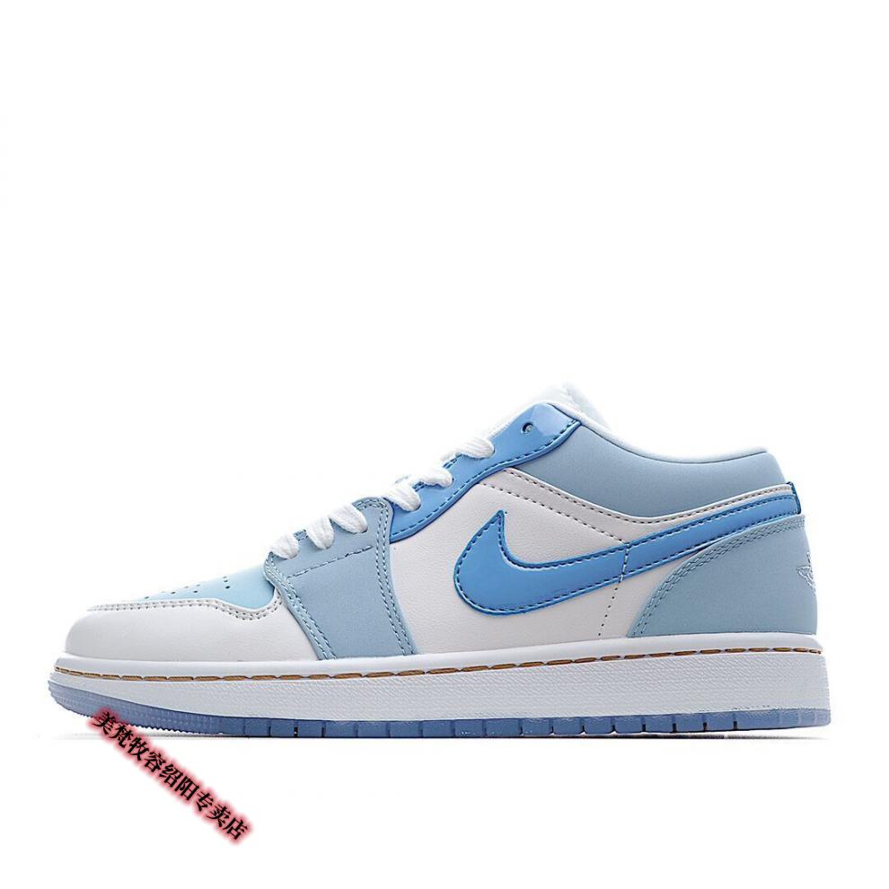 当季新款绒粉钩雾霾蓝运动鞋篮球鞋aj1男女低帮鞋中帮学生鞋 aj巴黎