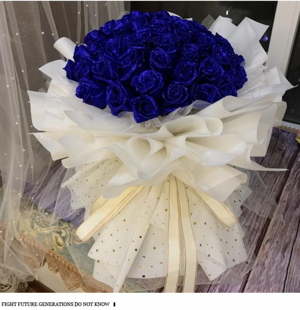 【闪电发货】蓝色妖姬干花 蓝色妖姬玫瑰干花束礼盒装永生送女朋友
