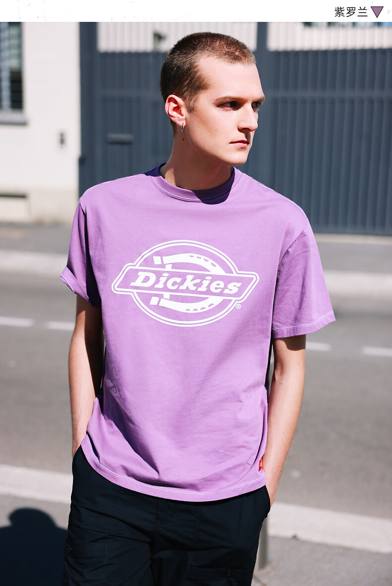dickieslogo印花短袖t恤夏季新品舒适棉面料t恤黑色0xs
