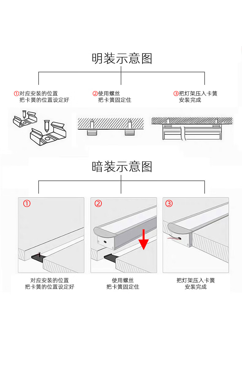 线型灯安装示意图图片