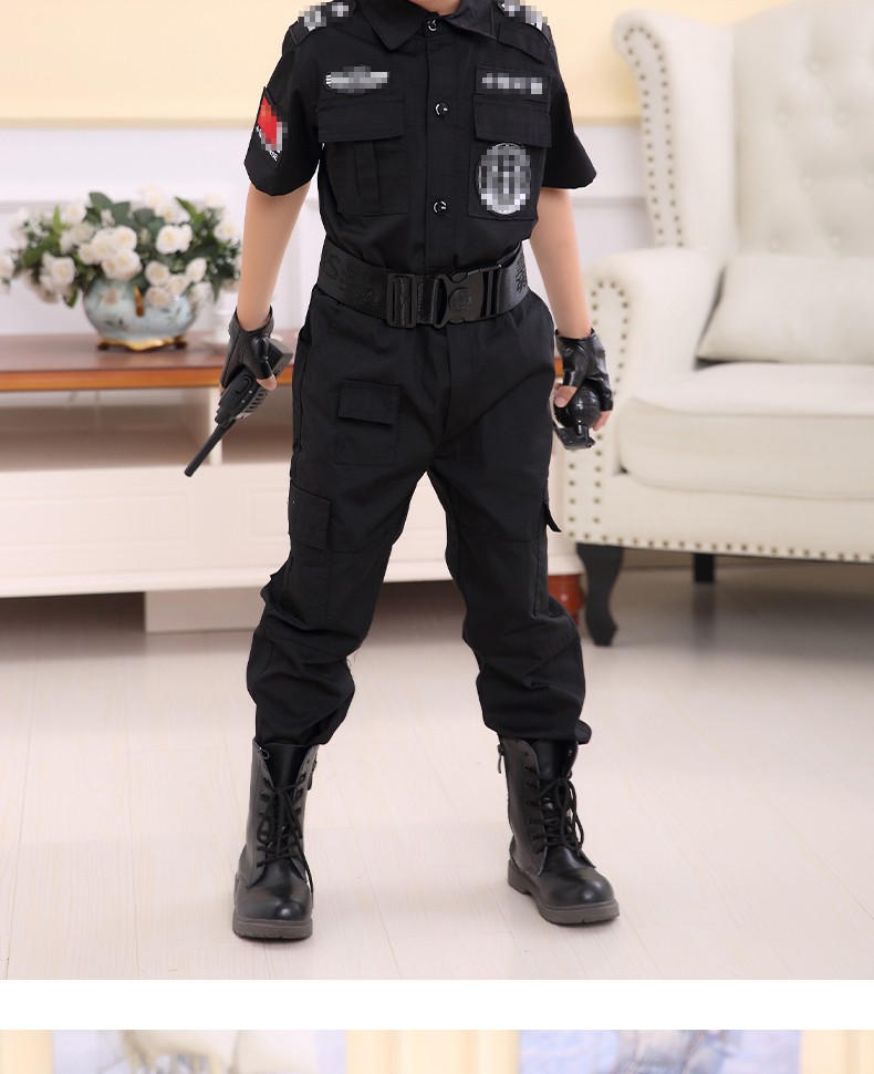 菲凡阁儿童迷彩套装儿童套装儿童套装警官警察服特种服装夏士兵男童