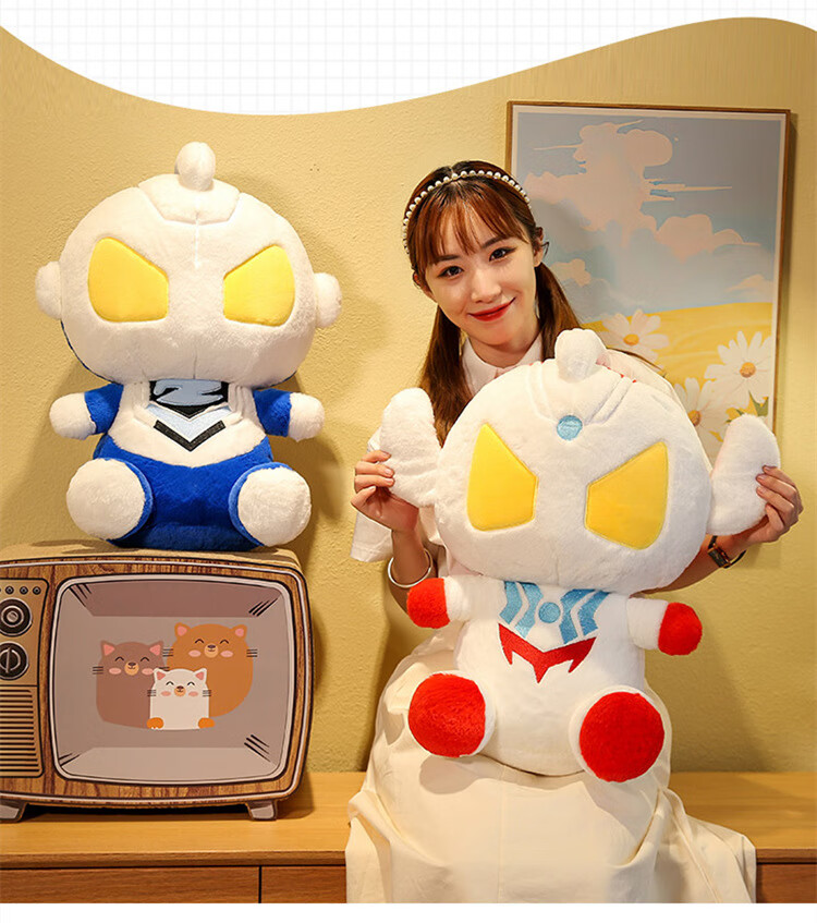 q萌版奥特曼公仔玩偶大号超人毛绒玩具宝宝安抚娃娃男生女生抱着睡觉