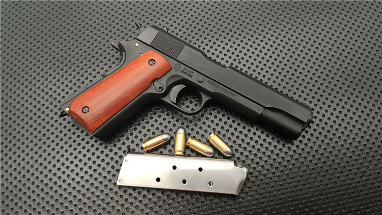 真手炝金属不可发射1205合金帝国m1911男孩仿真儿童玩具枪可拆卸黑色