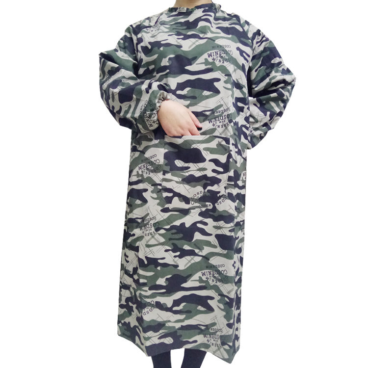 迷彩罩衣男加长仓搬运耐磨反穿褂长袖成人防尘污围裙工作服l 灰迷罩衣