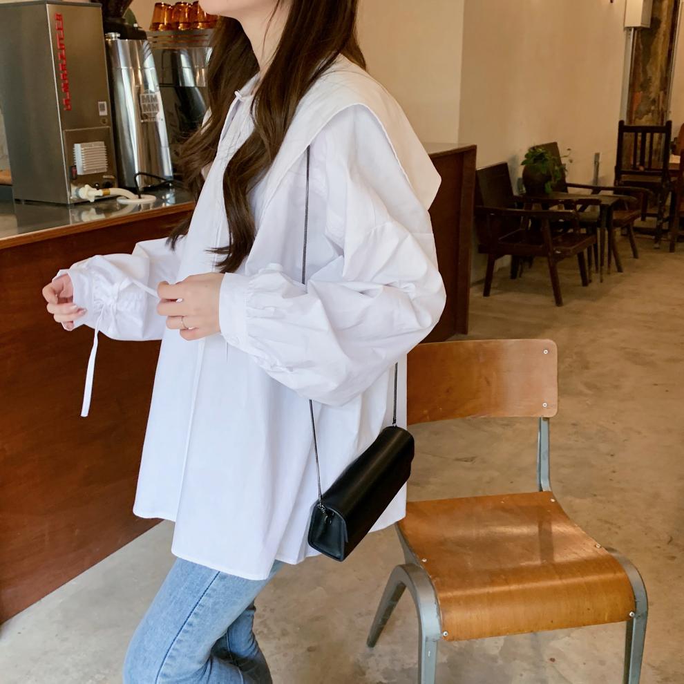 2021年新款微胖女生盐系穿搭初秋款大码女装胖mm秋装仙女早秋上衣白色