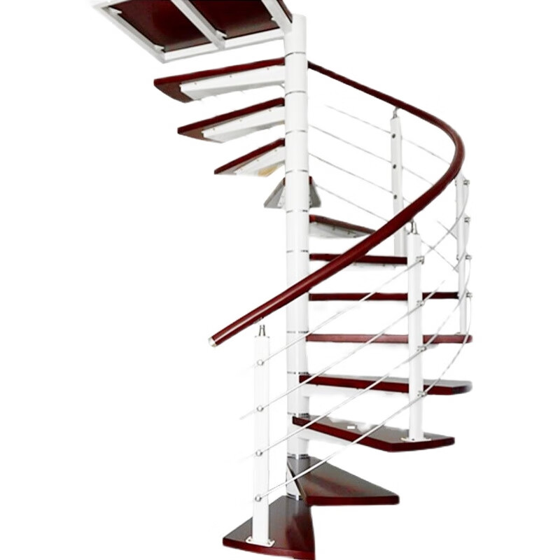 可狄 旋转楼梯室内家用阁楼小型整体复式别墅中柱实木loft公寓旋梯