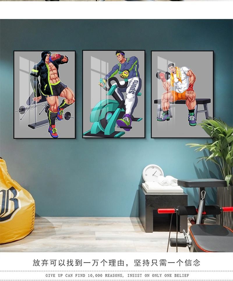 创意卡通漫画肌肉男装饰画健身房背景墙壁画励志运动健美个性挂画a