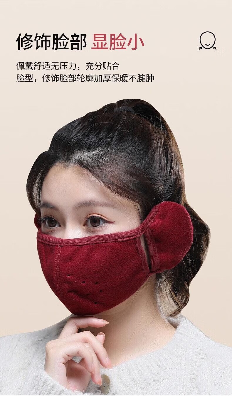 菲脂美妆工具 冬季保暖口女防寒骑行防风带护二合一时尚韩版 【颜色随机】 两个