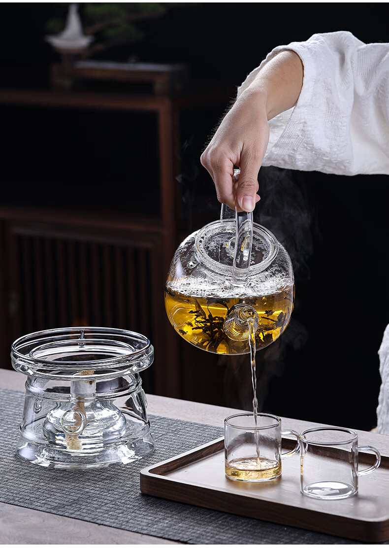 酒精灯煮茶壶一屋窑耐热玻璃酒精灯底座加热烧水泡茶壶保温底座煮茶器