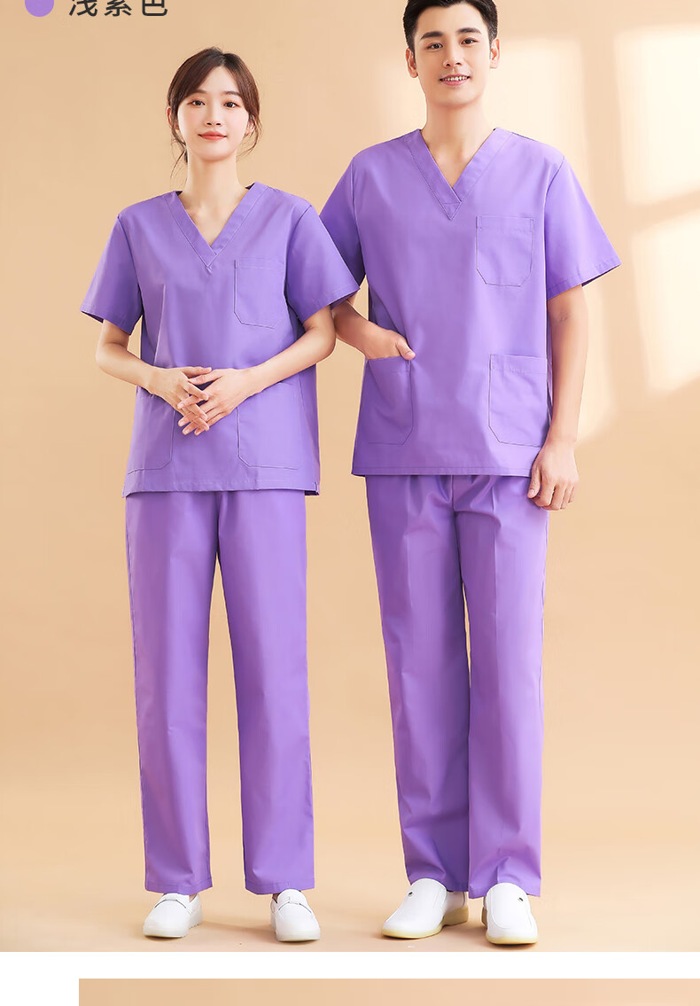 洗手衣大码夏季短袖刷手服美容院口腔女孔雀蓝短袖套装涤棉s