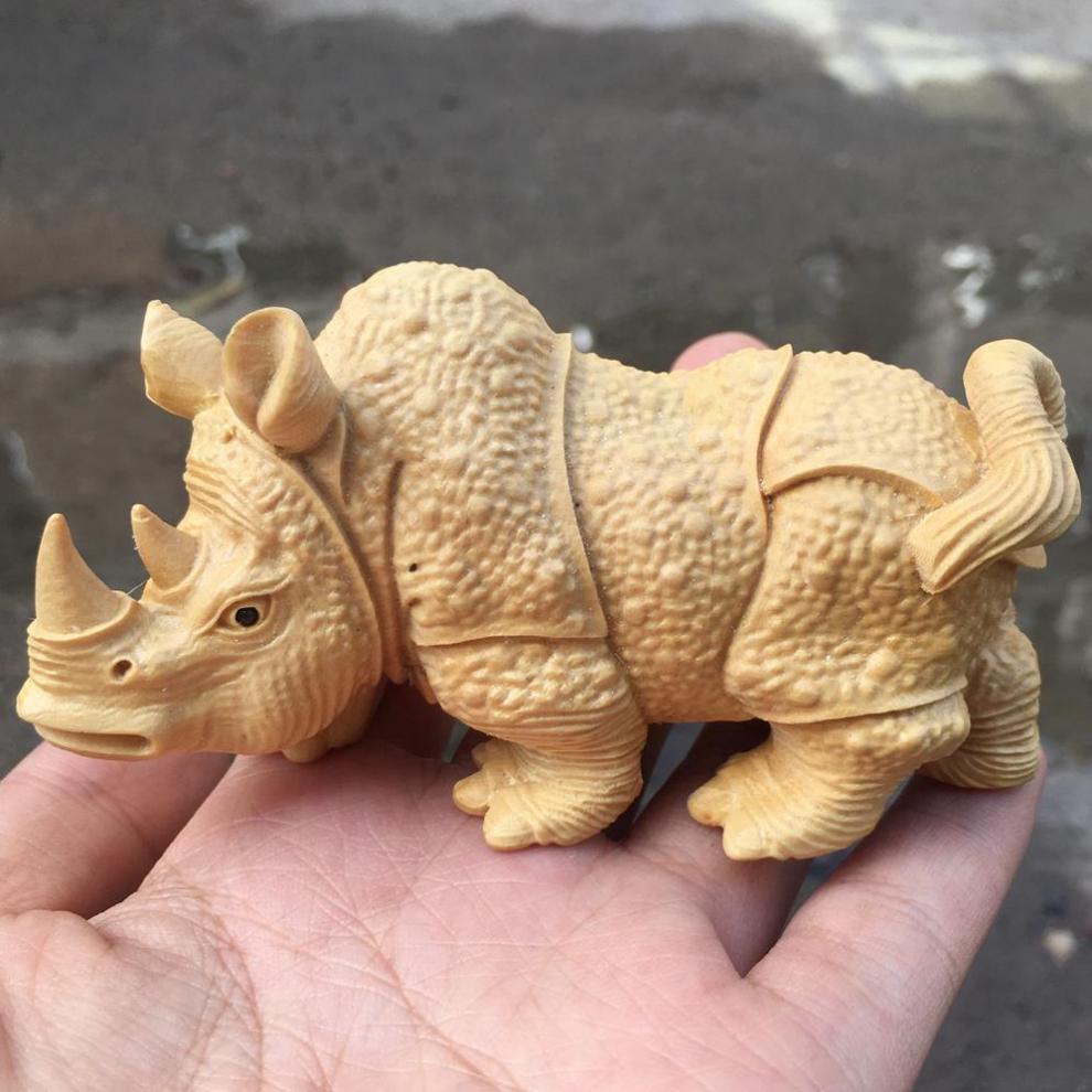 倍喜欢牛摆件小叶黄杨实木雕小摆件手把件把玩卡通饰品雕刻工艺品动物