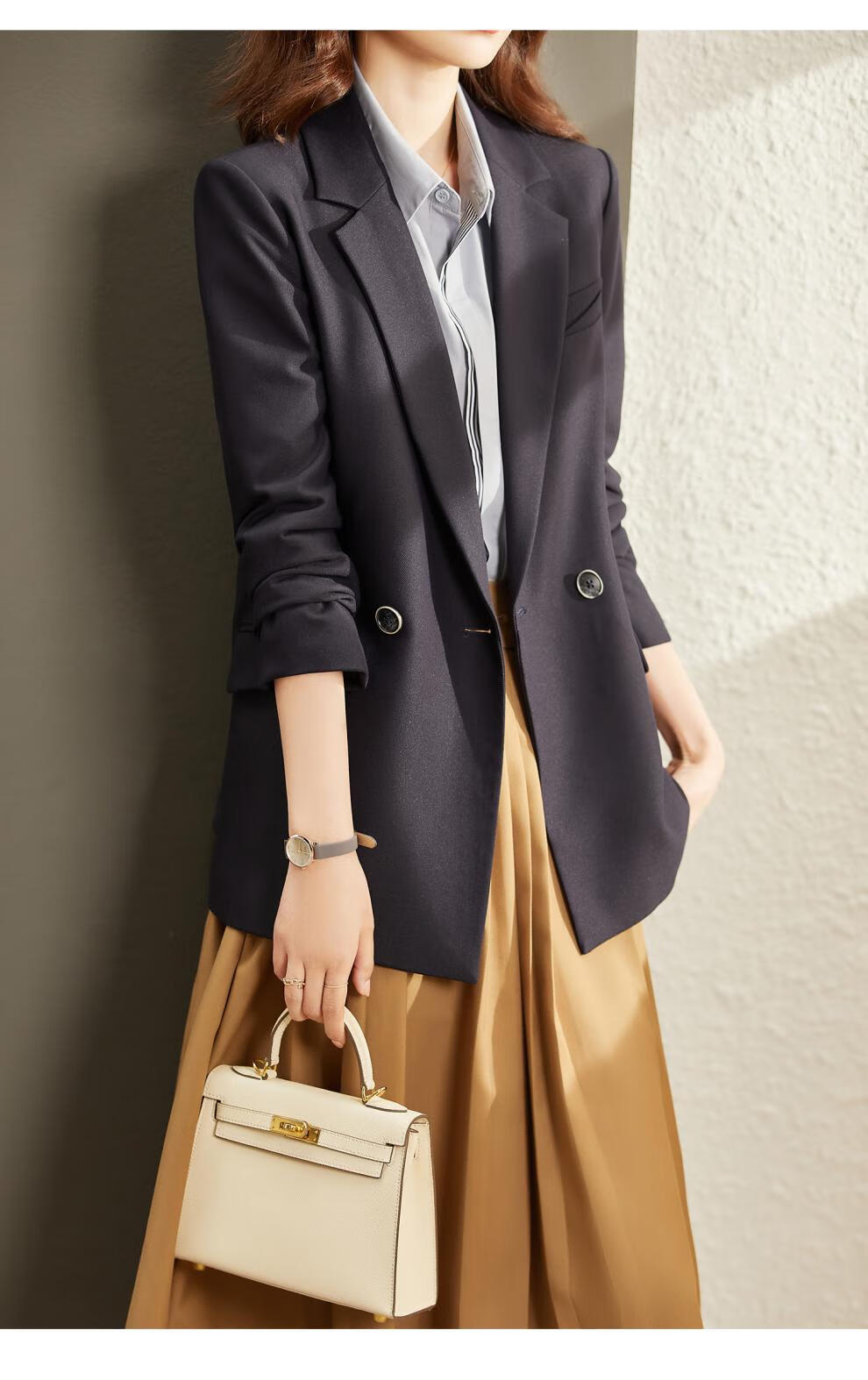 梵希蔓西装外套女春秋2021年新款韩版宽松休闲小个子薄款西服上衣 f