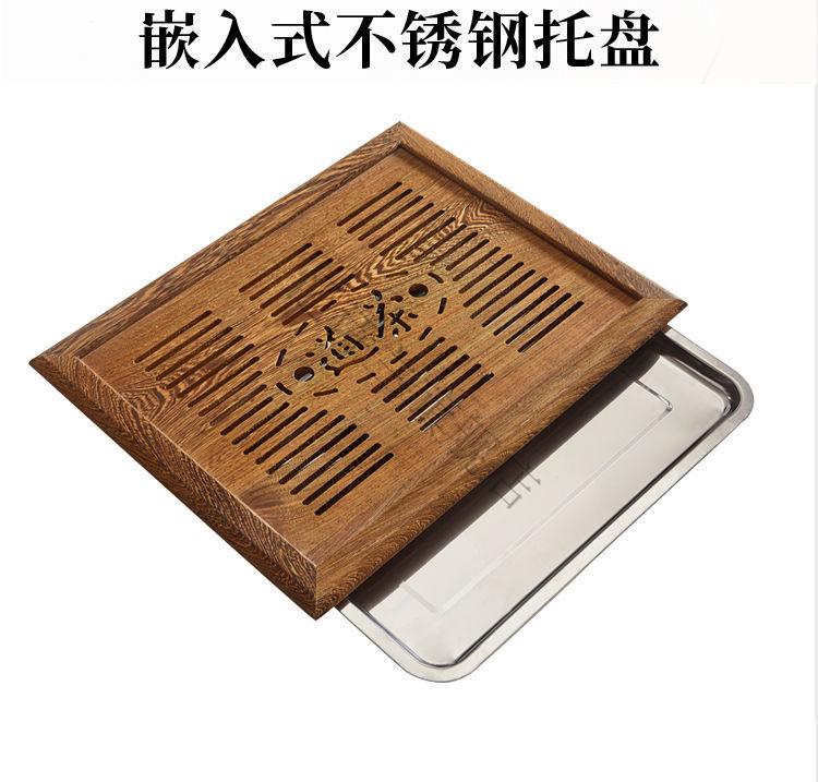 茶桌托盘接水盘茶盘不锈钢排水盘嵌入抽屉式漏水盘茶几茶台配件31x21