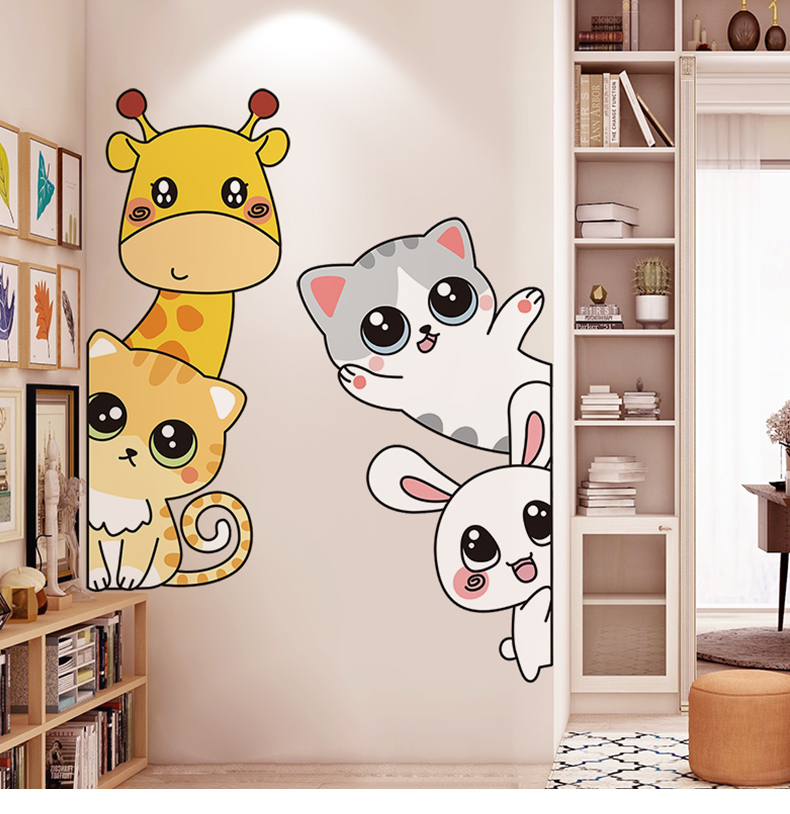 墙壁上贴的装饰纸 卡通门贴自粘墙贴卧室墙壁门上贴画儿童房间装饰大