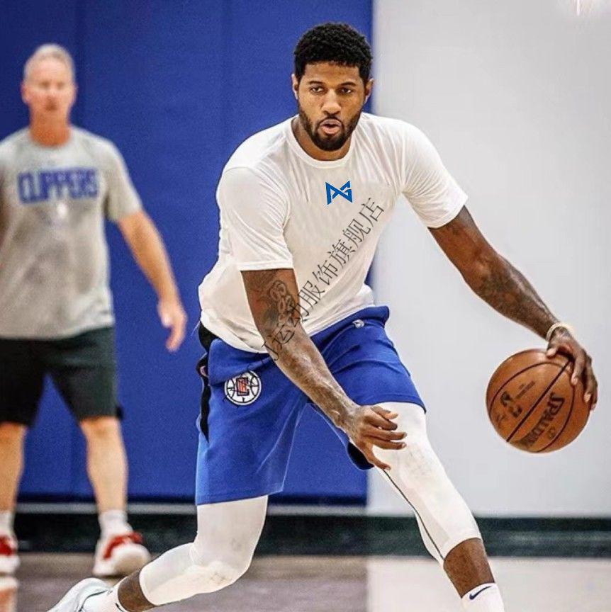 nba官方同款保罗乔治投篮训练服美式篮球短袖纯棉简约款运动排汗透气