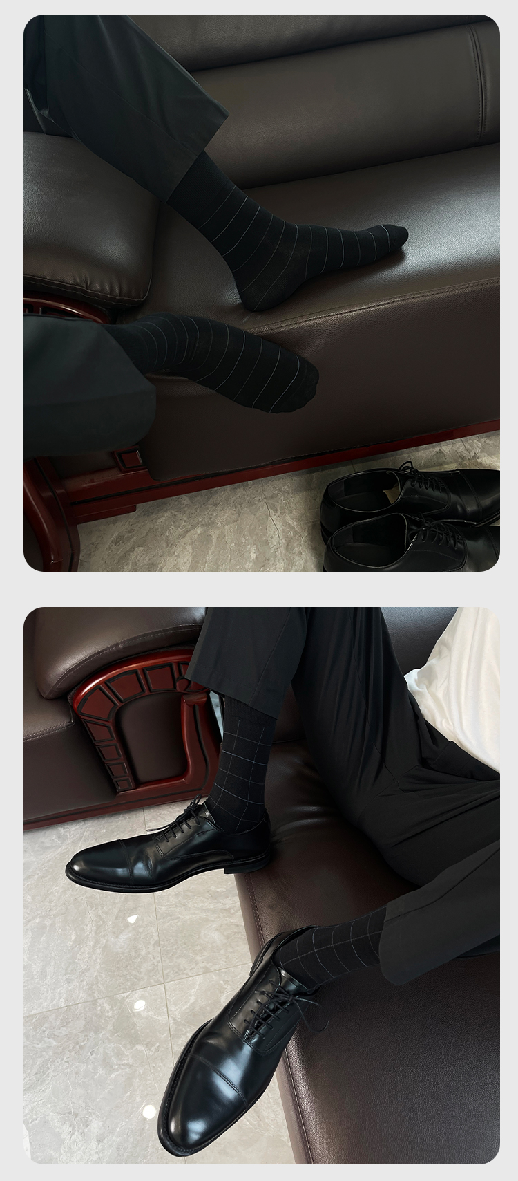 4双 佐印男士商务纯棉夏季薄款中长筒正装日系西装黑袜子男中筒潮 4竖