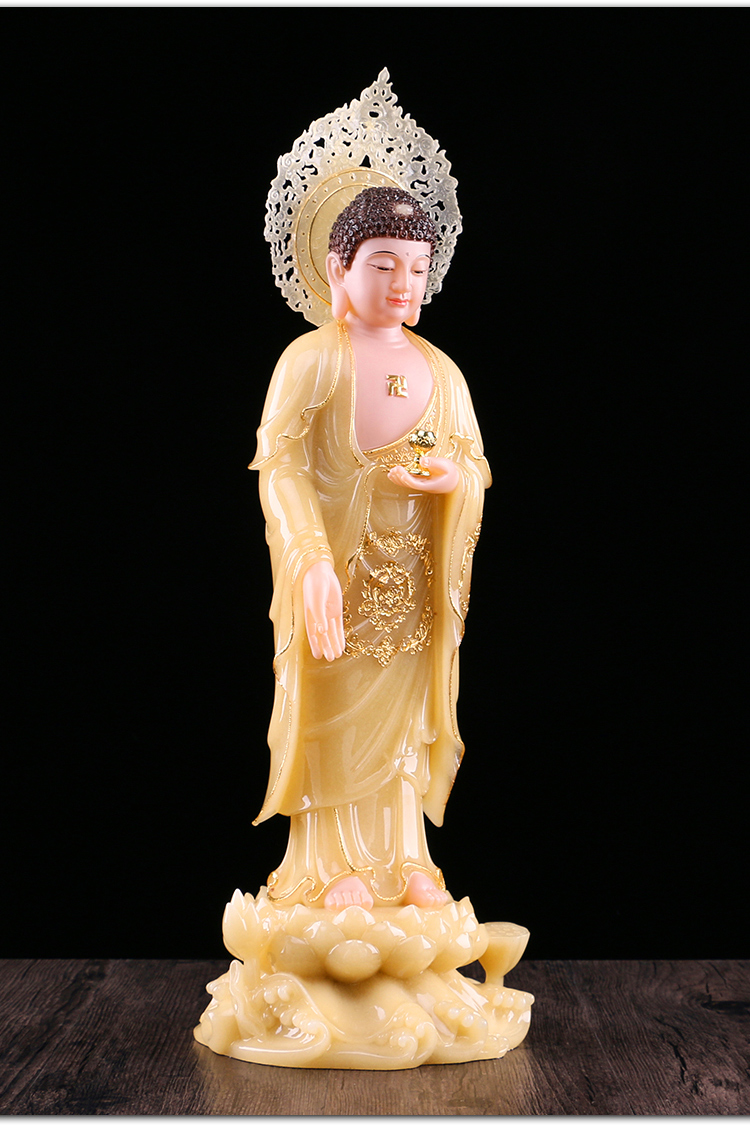 西方三圣神像汉白玉阿弥陀佛佛像观音菩萨佛堂家用大势至菩萨摆件 阿