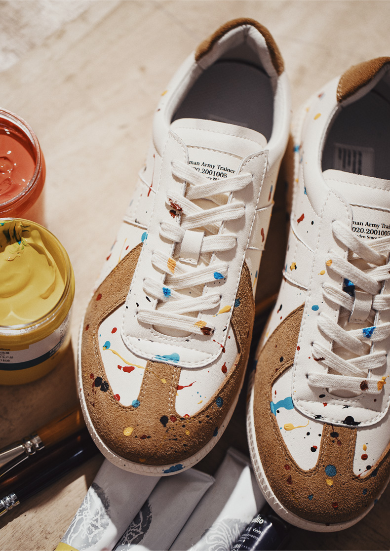 马登(maden)2021秋季新款复古德训鞋油漆泼墨运动休闲鞋个性涂鸦小众