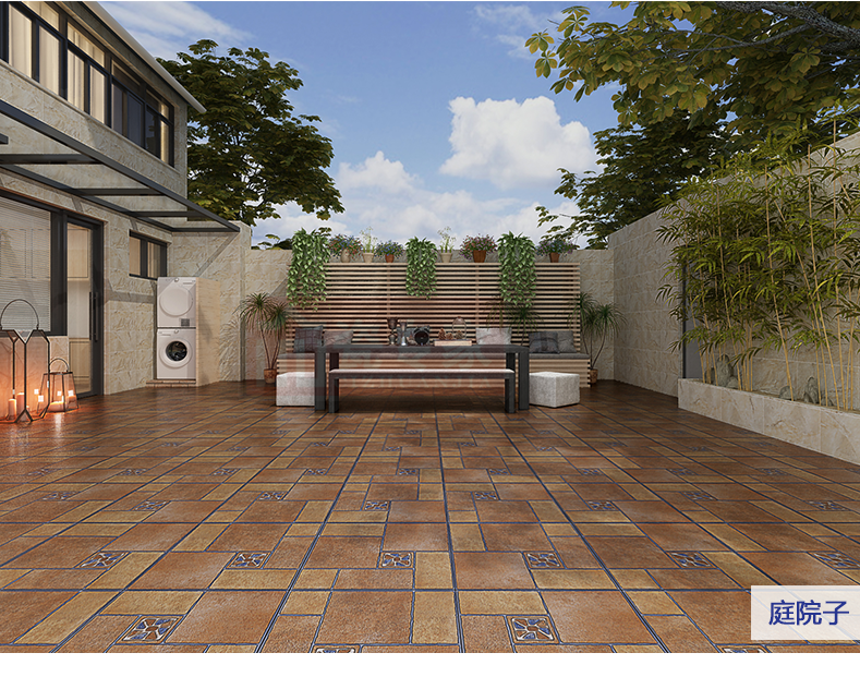 美式田园露台花园仿古砖阳台瓷砖户外滑中式庭院墙地砖600x600 智利