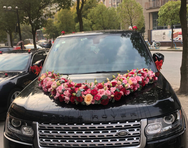 上海婚禮鮮花婚車創意車頭花裝飾婚慶上門扎花副車贈送車邊花款式14