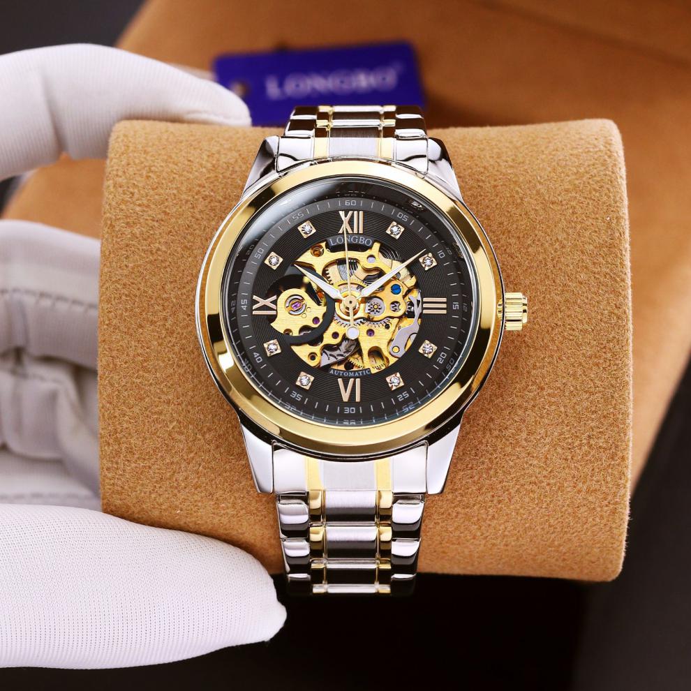 龙波品牌时尚新品抖音全自动镂空透底机械表 83210 防水机械男士腕表