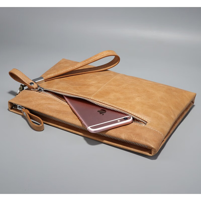 驰亦真皮手包男牛皮手夹包青年商务休闲简约手拿包男神个性英伦礼盒