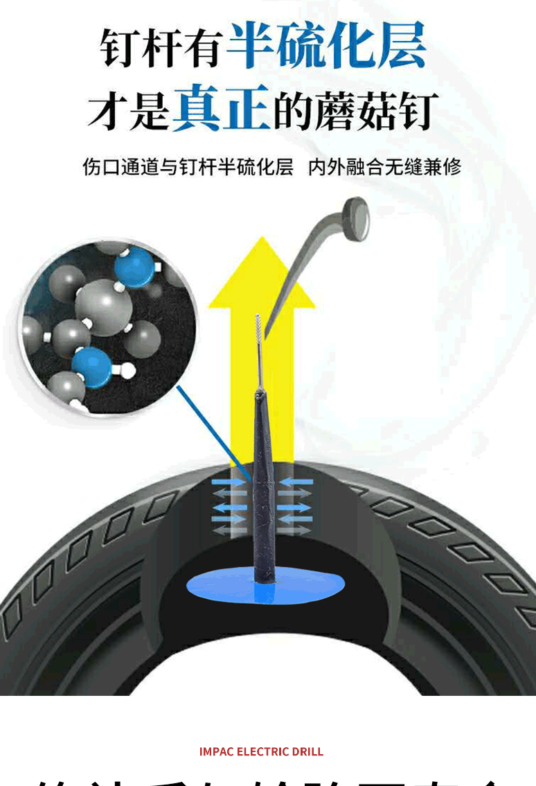 蘑菇钉3/4.5/6mm图钉塞补胎蘑菇钉 真空胎冷补胶片高温硫化泰克定制 3