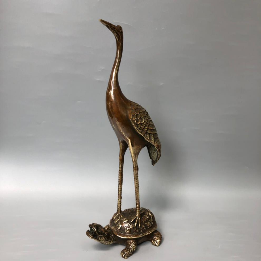 仙鹤寿礼铜龟鹤仙鹤摆件龟鹤延年长寿龟单鹤踩龟家居客厅装饰品祝寿
