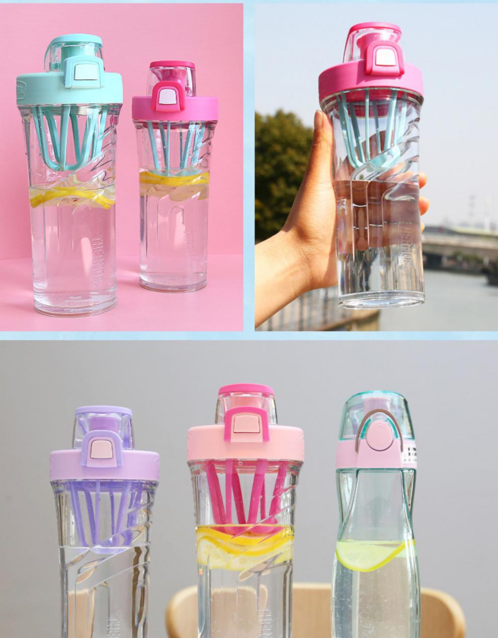 膳魔师夏季便携运动塑料摇摇杯水杯随手杯运动水壶m 樱花粉rs-710ml