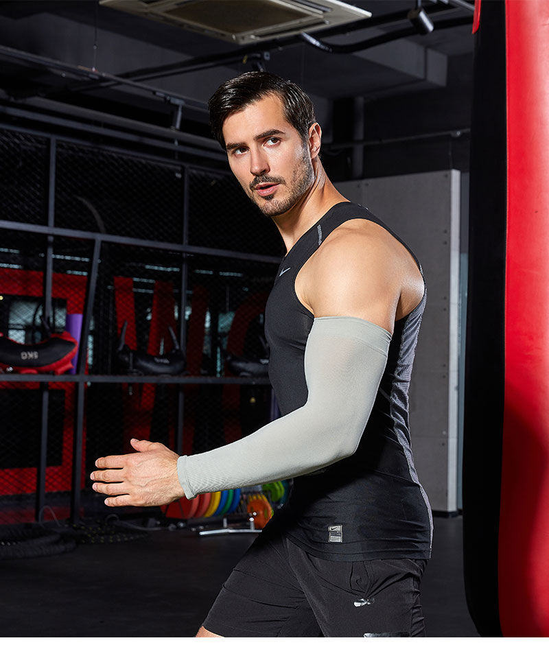 畅印 夏季冰丝防晒袖套冰爽男士冰袖男士纯色大码宽松加长男款防晒