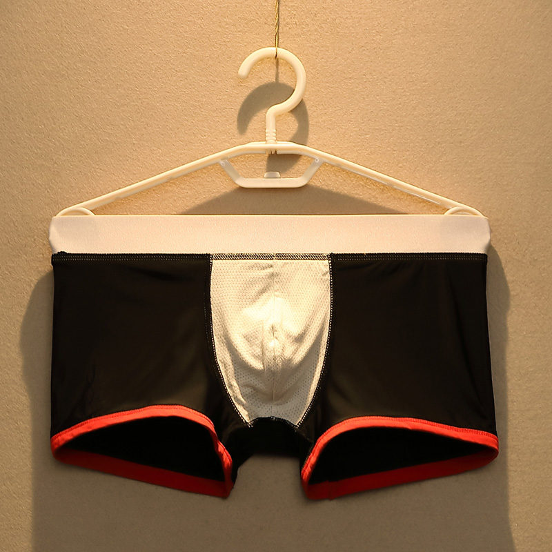 鲨影冰丝士内裤平角裤衩夏季凉爽透气个性潮流印花四角短裤头冰团黑色