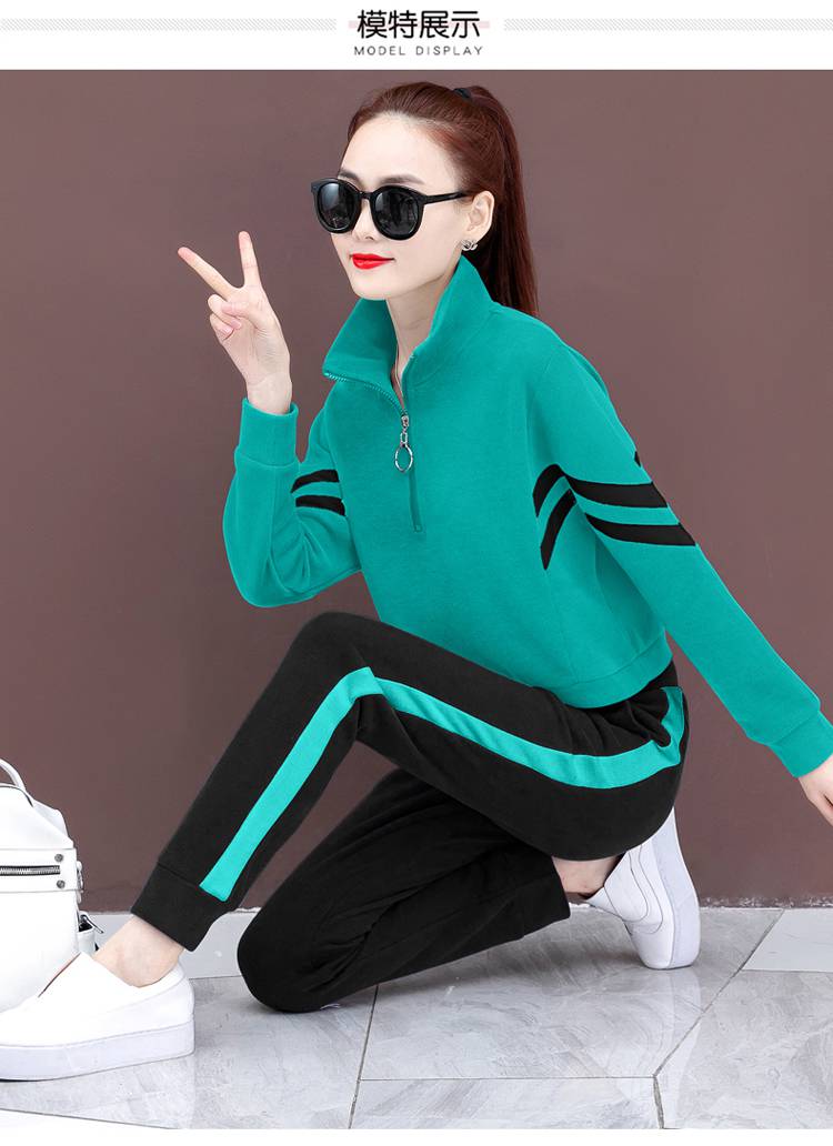 运动服套装女春秋季新款韩版潮牌卫衣洋气两件套女式女生时尚显瘦红色