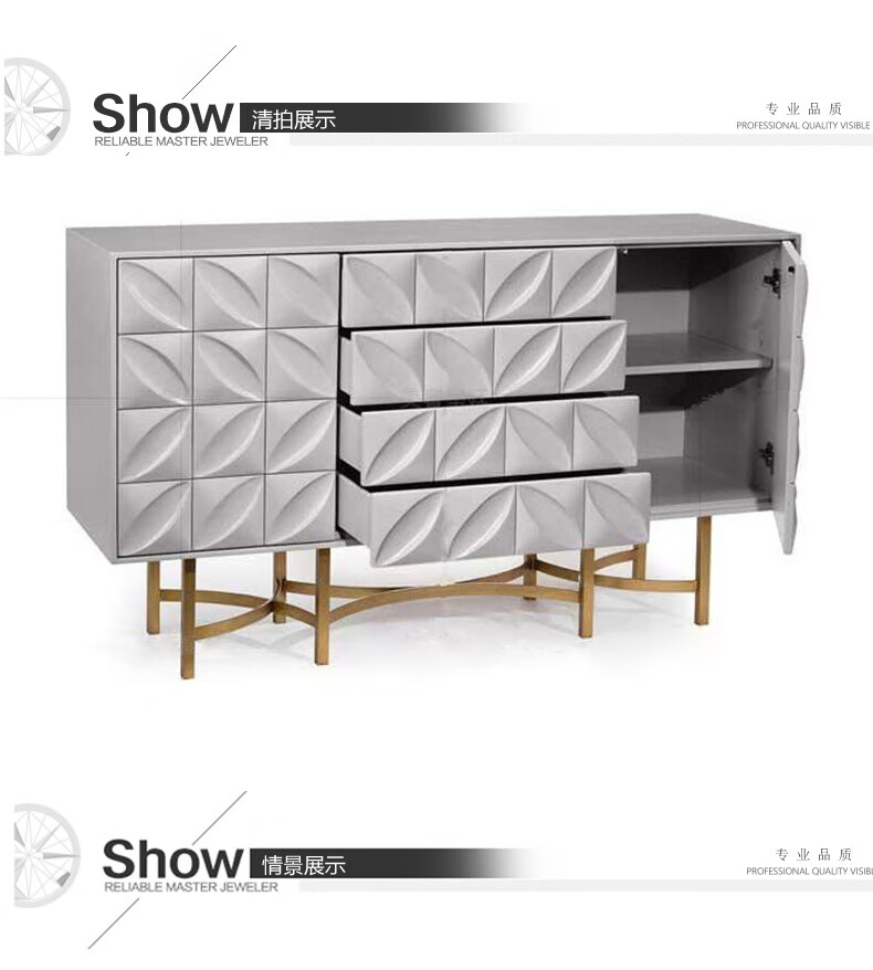 绿林咖客厅餐边柜白色现代简约玄关柜隔断装饰储物柜北欧轻奢门厅茶水柜 120*40*80(3门无抽屉) 整装  箱框结构