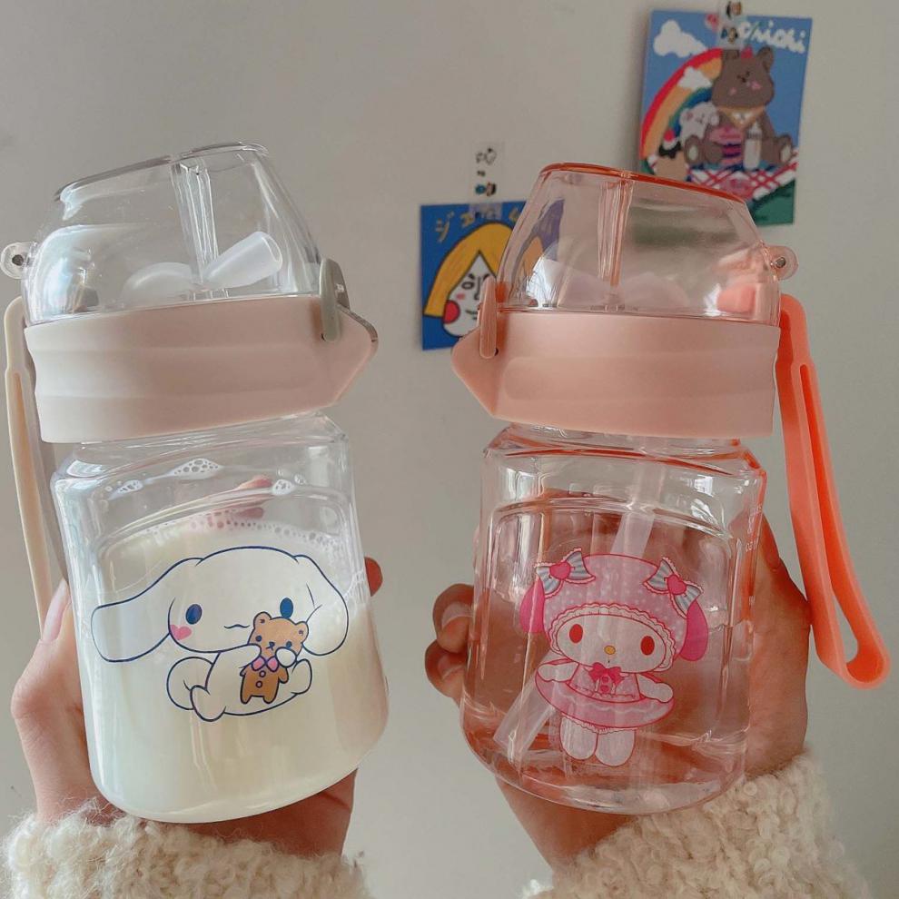 小红书水杯女ins小众高颜值网红学生便携大容量塑料吸管杯子350ml