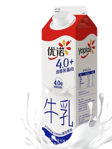 优诺鲜奶 优诺全脂蛋白低温鲜牛奶950ml盒巴氏鲜牛乳孕妇学生奶 3盒