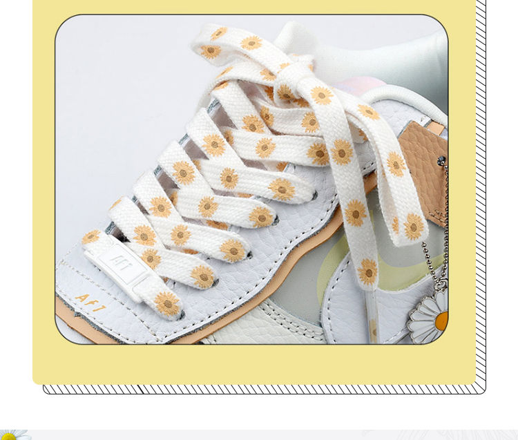 适配耐··克奶油小雏菊鞋带适配空军一号af1权志龙同款gd高低帮帆布