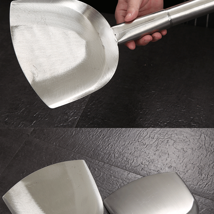 不锈钢大铲头 木柄大锅铲 食堂餐厅烹饪铲 长木柄锅铲头 钢柄炒铲 全